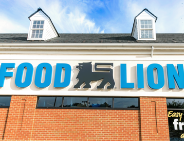 Logo from Food Lion on a building.